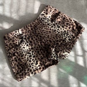 Leopard-Print Mini Shorts